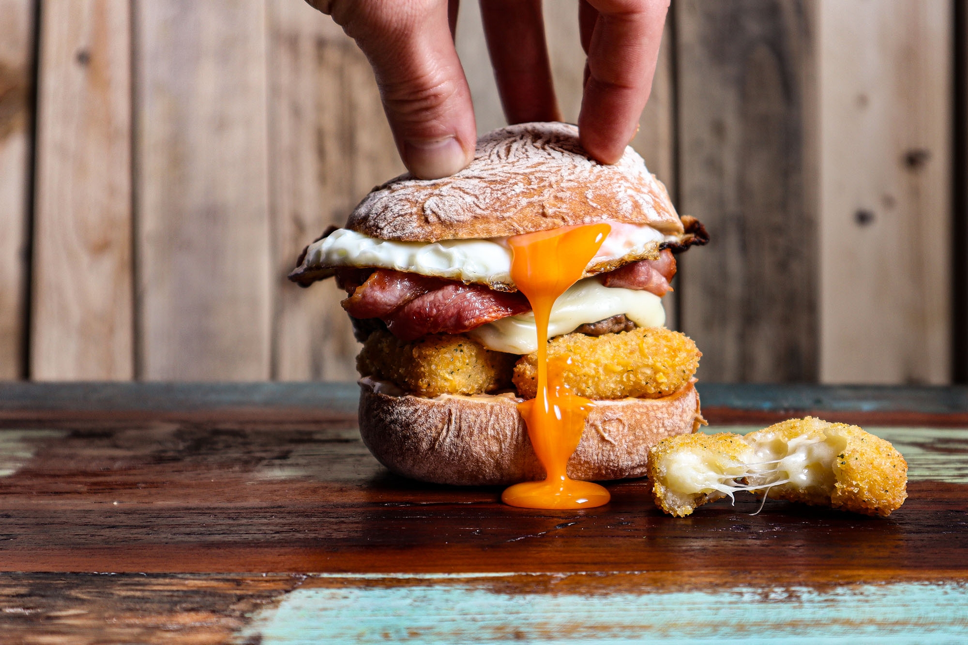 Mac and Cheese Bite Brunch Burger