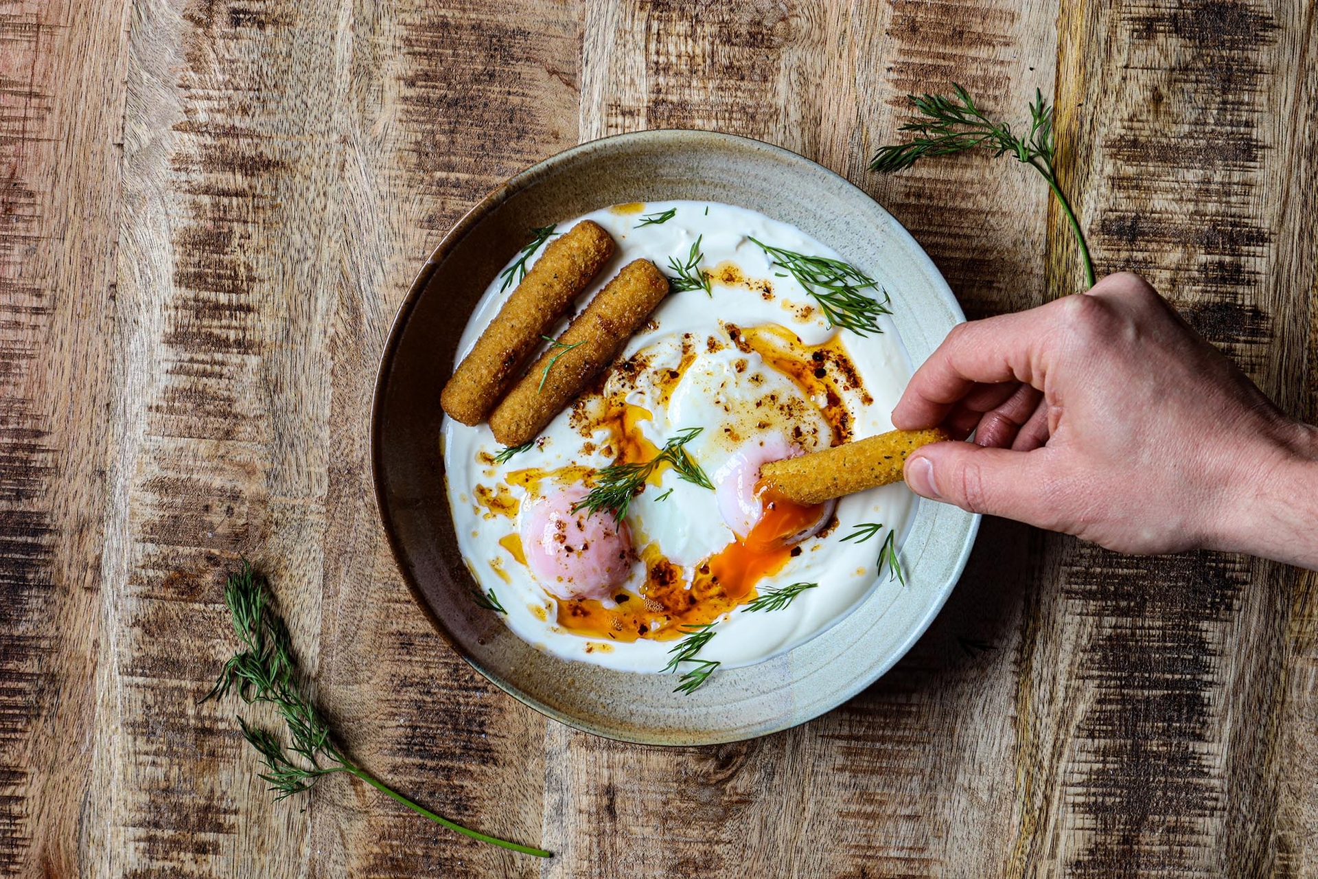 Turkish Eggs with Mozzarella Sticks