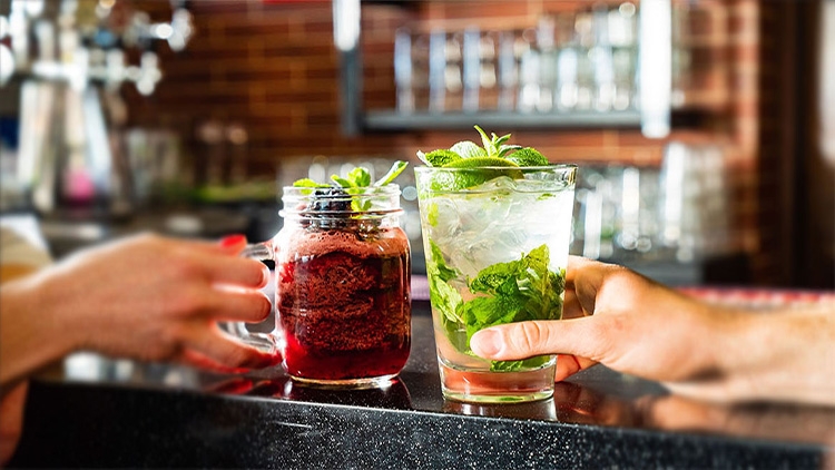 Couple Sharing Mocktails 