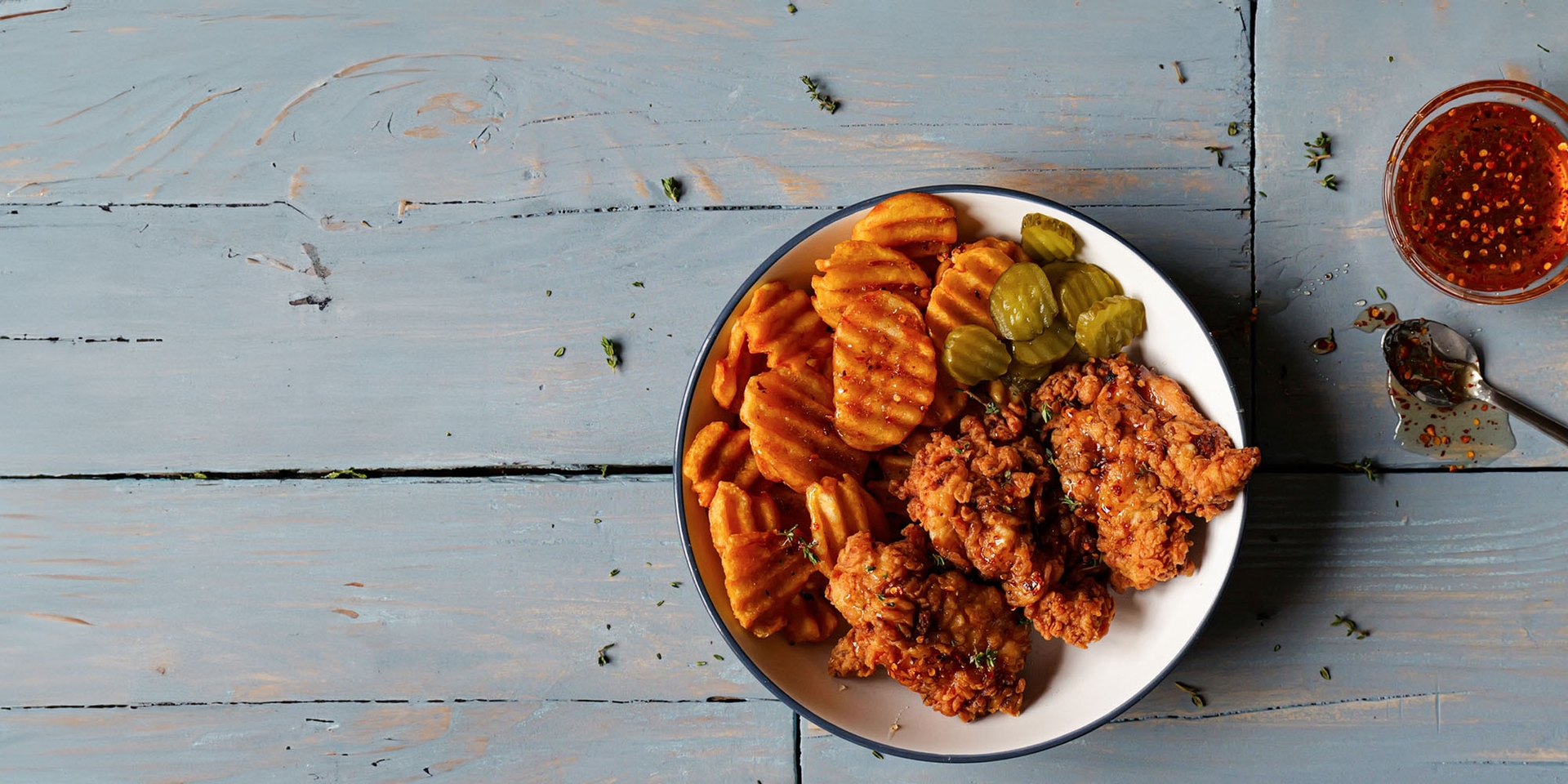 Deep Crinkle with Fried Chicken