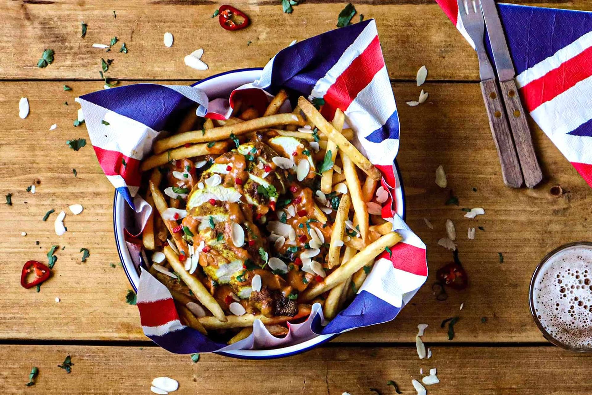 Coronation Chicken Loaded Fries 