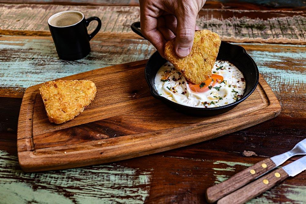 Feta Eggs with Hash Browns