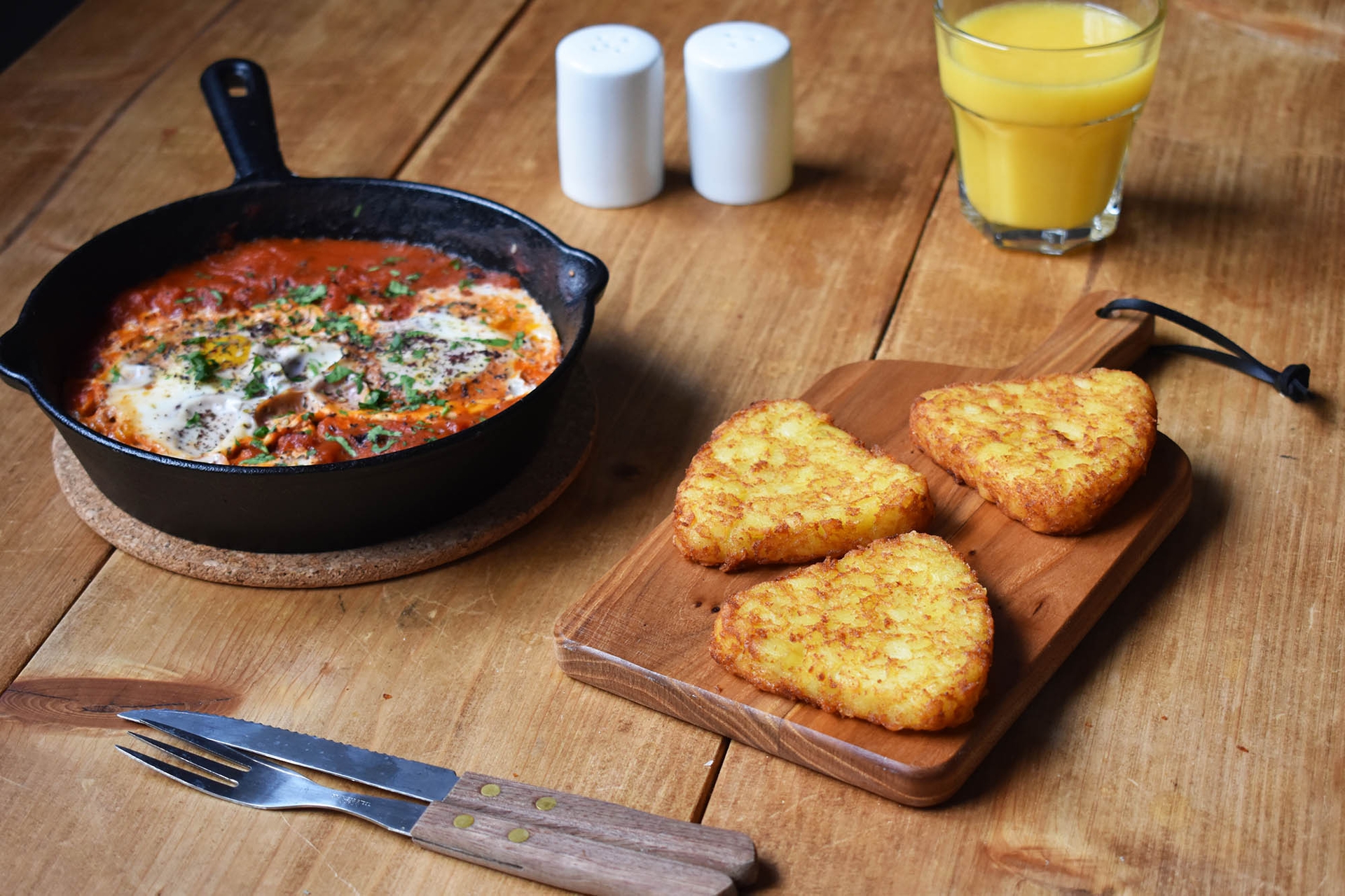 Shakshuka with Hash Browns