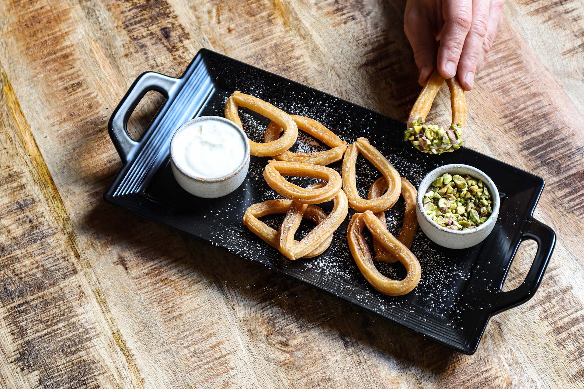 Churros Canolli Style with Ricotta and Pistachio