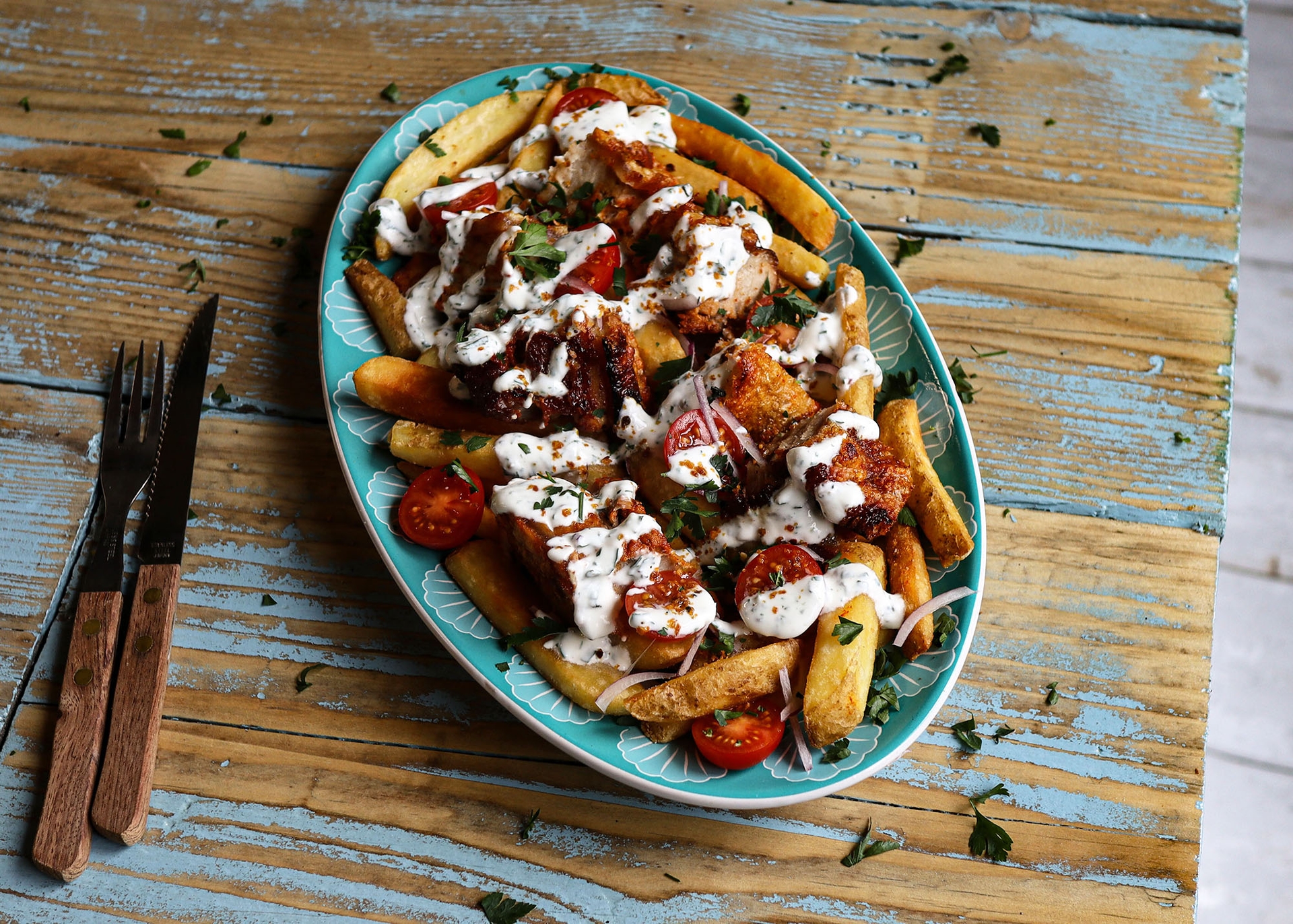 Belly Pork Gyros Loaded Fries