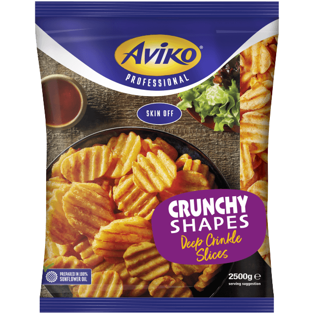 aviko crunchy shapes deep crinkle slices packshot
